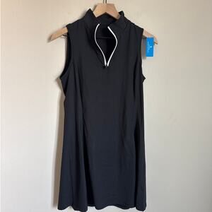 NWT Womens Black Nylon Sleeveless Zip Tennis Activewear Dress Size Medium Tennis